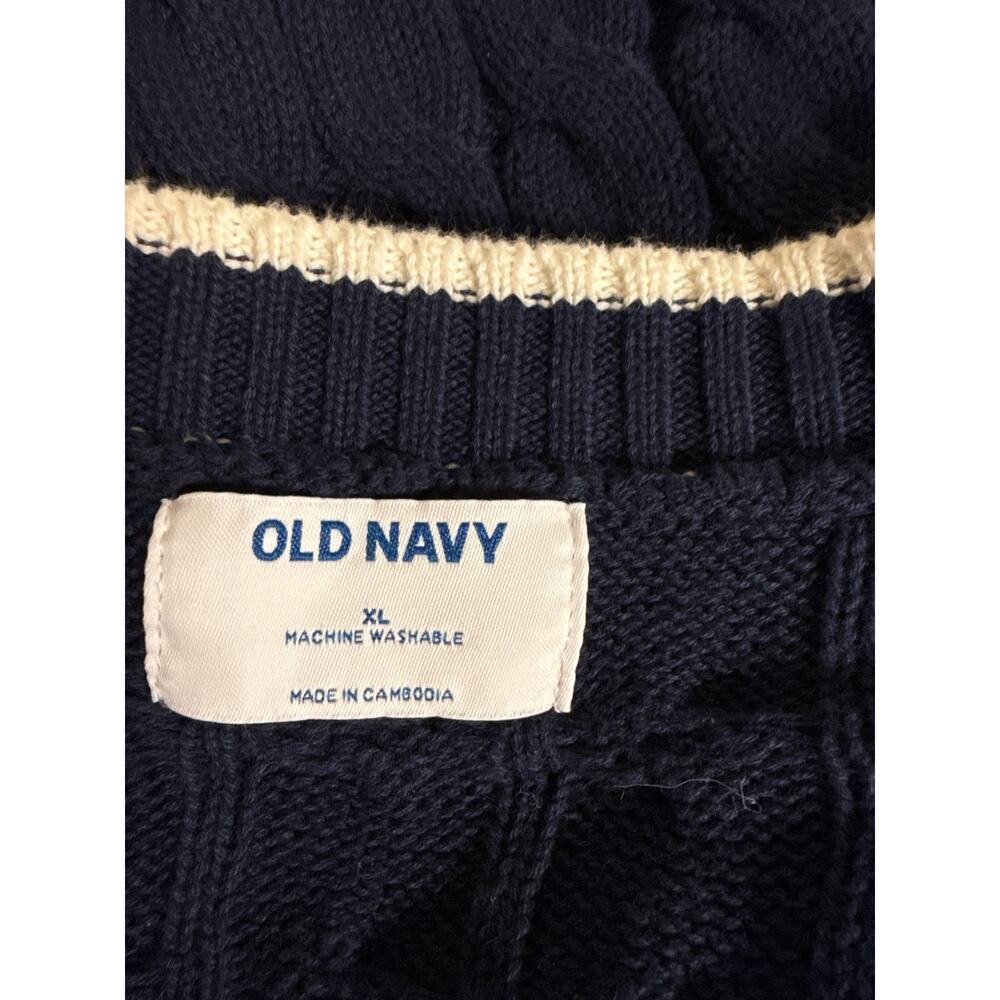 Old Navy XL Cable Knit Cardigan Navy Slouchy V Neck Button Front - Picture 7 of 8